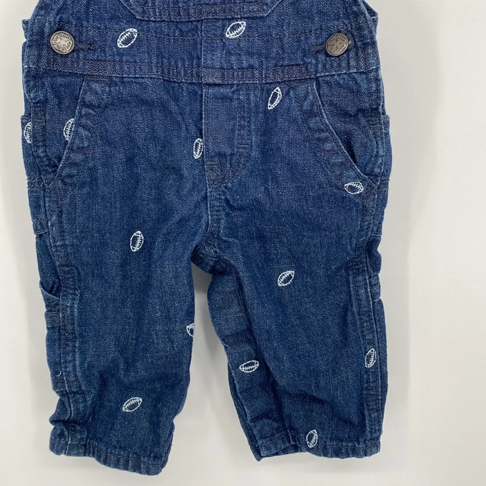 OshKosh Bgosh Overalls Boys 6M Blue Denim Football Kids Youth‎ Casual Baby